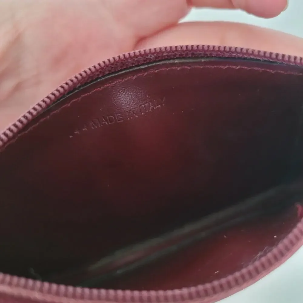 Cartier Vintage Mini Coin Holder Wallet Bordeaux Leather Small Red Zip Rectangl